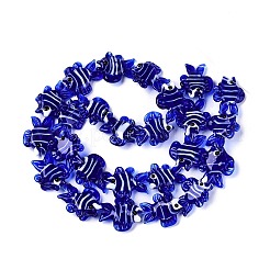 手作りランプワークビーズ連売り  魚  ミディアムブルー  18~23x23~27x8.5~10mm  穴：1.5mm  約21~25個/連  16.54~19.69インチ（42~50cm）&nbsp;LAMP-N024-35B