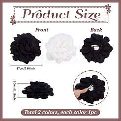 2個2色の花のポリエステルブローチ  鉄のピン付き  装飾品を縫うため  ミックスカラー  170x30mm  1pc /カラー&nbsp;JEWB-PH0001-50