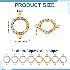 60Pcs 2 Colors Alloy Crystal Rhinestone Connector Charms&nbsp;FIND-PH0038-11A