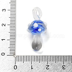 手作りランプワークペンダント  キノコ  ブルー  26x12x12mm  穴：2.5mm&nbsp;LAMP-S067-02F