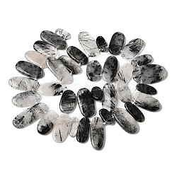 Natural Tourmalinated Quartz/Black Rutilated Quartz Beads Strands&nbsp;G-D365-D02