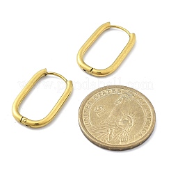 イオンプレーティング（IP）304ステンレススチールフープピアス（女性用）  長方形  ゴールドカラー  23.5x13x2mm&nbsp;EJEW-U035-12G-01
