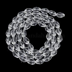 透明ガラスビーズ連売り  多面カット  ティアドロップ  透明  8x6mm  穴：1.2mm  約65~67個/連  20.08インチ（51cm）&nbsp;EGLA-N013-T6mm-D01