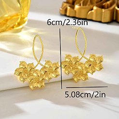 女性用鉄スタッドピアス  花  ゴールドカラー  60x50.8mm&nbsp;RH0706-1