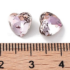 ガラスラインストーンカボション  ポイントバック＆バックメッキ  多面カット  ハート  ライトピーチ  8x8x4.5mm&nbsp;RGLA-G020-04F-D508