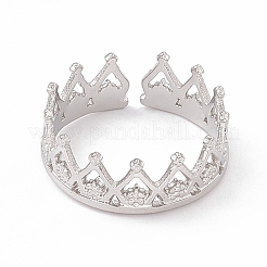 変色しない304ステンレススチール製クラウンオープンカフリング（女性用）  ステンレス鋼色  内径：17mm&nbsp;RJEW-G275-08P