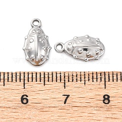304ステンレススチールチャーム  てんとう虫  ステンレス鋼色  12.5x7.5x2.5mm  穴：1.2mm&nbsp;STAS-G354-01B-P