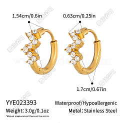 女性用ステンレススチール製ラインストーンフープピアス  波  18KGP本金メッキ  15.4x6.3mm&nbsp;DM0759