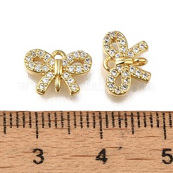 Rack Plating Brass Micro Pave Clear Cubic Zirconia Connector Charms&nbsp;KK-G500-06G