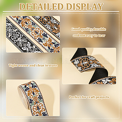 3Pcs 3 Colors Polyester Jacquard Flower Ribbon&nbsp;OCOR-BC0006-68