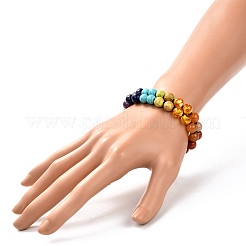 Round Imitation Amber & Mixed Stone Braided Bead Bracelet for Girl Wome&nbsp;BJEW-JB06962-01