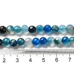 天然石縞瑪瑙/バンデットアゲートビーズ  染め  多面カット  ラウンド  ブルー  サイズ：直径約6mm  穴：1mm  63個/連  14.5インチ&nbsp;AGAT-6D-2