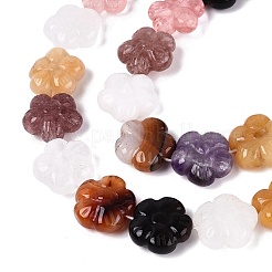 天然石と合成石を組み合わせた彫刻ビーズの連  花  染めと未染色の混合  16x16.5x6~8mm  穴：0.6~1mm  約14個/連  8.46~8.86インチ（21.5~22.5cm）&nbsp;G-Q608-20