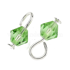 ガラスチャーム  鉄平頭ピン付  多面カット双円錐形  薄緑  12x6mm  穴：2.5~3mm&nbsp;PALLOY-PH01613
