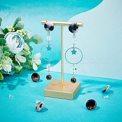セルロースアセテート（樹脂）製イヤリング金具 80色 2個  鉄ピンと  キラキラスパンコールとプラスチック製イヤーナット  べっ甲柄のフラットラウンド  ミックスカラー  160個/箱&nbsp;KY-UN0001-02