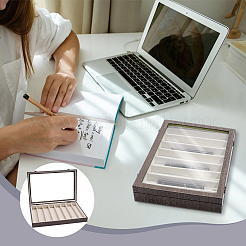 8-Slot MDF Covered with PU Leather Pen Organizer Display Cases with Acrylic Window Lid&nbsp;ODIS-WH0086-232A-01