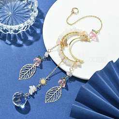 Alloy Cable Chains Moon Pendant Decorations&nbsp;HJEW-TA00149