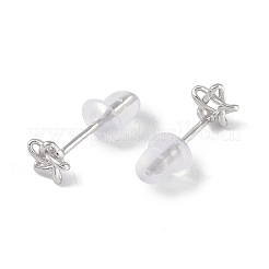 Anti-Tarnish Rhodium Plated 999 Fine Silver Star Stud Earrings for Women&nbsp;EJEW-S215-03P