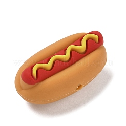 シリコンビーズ  食品のテーマ  焦点ビーズ  オレンジ  ホットドッグ  32x17x15mm  穴：2.5mm&nbsp;SIL-I019-01B