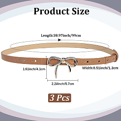 Alloy Bowknot PU Leather Chain Belts for Women&nbsp;AJEW-CL0003-62B