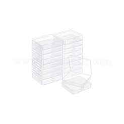ヒンジ付き蓋付きプラスチックビーズ容器  長方形  透明  7.4x6.4x1.7cm&nbsp;AJEW-WH0479-92B
