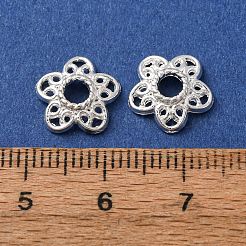 チベット風合金ビーズキャップ  鉛フリー及びカドミウムフリー  銀  10.7x11x2.5mm  穴：3mm&nbsp;LS-K0P34022