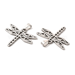 変色しない201ステンレススチールペンダント  トンボチャーム  ステンレス鋼色  23.5x30x1.5mm  穴：6.5x3mm&nbsp;STAS-K251-042P