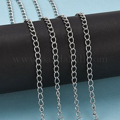 変色しない3.28フィート304ステンレススチールカーブチェーン  溶接されていない  ステンレス鋼色  5x3.8x0.8mm&nbsp;X-CHS-Q001-22