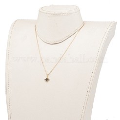 真鍮製マイクロパヴェキュービックジルコニアスターペンダントネックレス  カニカン付き  ブラック  18KGP本金メッキ  17.12インチ（43.5cm）&nbsp;NJEW-JN03283-02