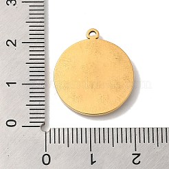 304ステンレススチールラインストーンペンダント  スターチャーム付きフラットラウンド  ゴールドカラー  21x18.5x2.4mm  穴：1mm&nbsp;STAS-Q309-14G