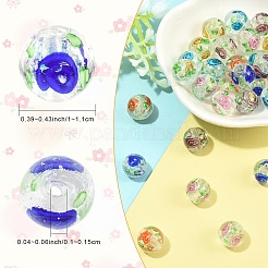 30Pcs 6 Colors Handmade Foil Lampwork Beads&nbsp;FOIL-YW0001-04
