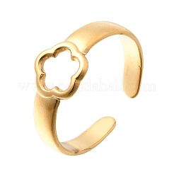 304ステンレススチールカフオープンリング  花  ゴールドカラー  8.5mm  内径：18mm&nbsp;SA-CBA383B-01G