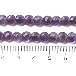 天然石アメジストビーズ連売り  ファセットコインビーズ  フラットラウンド  6~7.5x4~5.5mm  穴：0.8~1mm  約56~70個/連  15.31~16.10インチ（38.9~40.9cm）&nbsp;G-C179-A05-02