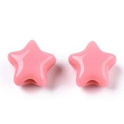 不透明なアクリルビーズ  スター  鮭色  9x9.5x5.5mm  穴：2.5mm  約553個/135g&nbsp;LS-MACR-T047-01-12