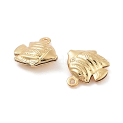 海をテーマにした316サージカルステンレススチールチャーム  18KGP本金メッキ  魚  13x12x4mm  穴：1mm&nbsp;STAS-B072-01G-02