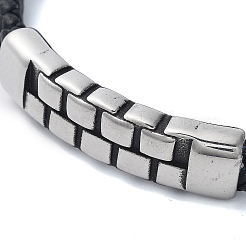 Men's Braided Black PU Leather Cord Bracelets&nbsp;BJEW-K243-68AS