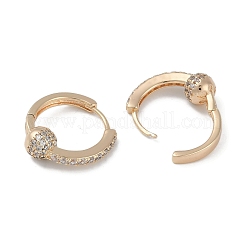 クリアキュービックジルコニアハートフープピアス  女性のための真鍮のアクセサリー  18KGP本金メッキ  16.5x5.5mm&nbsp;EJEW-L292-009G