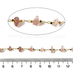 Handmade Natural Strawberry Quartz Chip Beaded Chains&nbsp;CHC-F020-10G-08