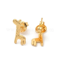 女性用304ステンレススチールスタッドピアス  ゴールドカラー  キリン  13.5x8mm&nbsp;STAS-Z117-15G-01