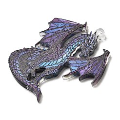 透明プリントアクリルパーツ  ドラゴン  ダークスレートブルー  40x37.5x2mm  穴：1.6mm&nbsp;OACR-E043-03B