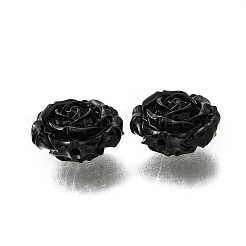 合成サンゴ刻まれたビーズ  花  染め  ブラック  15x16x8mm  穴：1.2mm&nbsp;CORA-U003-01B-06