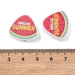 夏をテーマにしたプリント木製ビーズ  木片入りスイカ  レッド  19x22x6mm  穴：2.5mm&nbsp;WD-CBAA998-A03