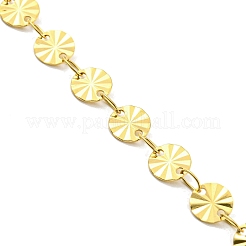 Ion Plating(IP) 304 Stainless Steel Flat Round Link Chain Necklaces&nbsp;NJEW-P285-07G