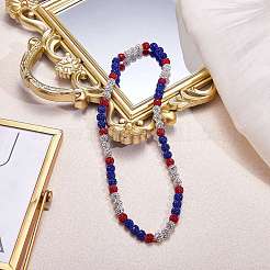 Polymer Clay Rhinestone Round Beaded Necklaces&nbsp;NJEW-SW00049-02