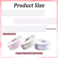 3 Roll 3 Colors Polyester Flower Embroidery Lace Ribbon&nbsp;OCOR-CY0001-37