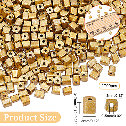 ベーキングペイントガラスシードビーズ2000個6/0個  丸い穴  メタリックカラー  キューブ  黄金メッキ  3~7x3x3mm  穴：0.5mm&nbsp;SEED-NB0001-84