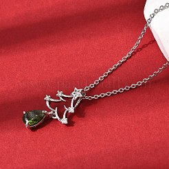 Christmas Snowflake Brass Micro Pave Cubic Zirconia Pendants Necklaces&nbsp;NJEW-L468-01P-B01