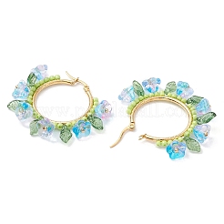 Glass Hoop Earrings&nbsp;EJEW-TA00589-01