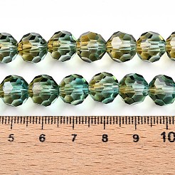 ベーキングペイント透明ガラスビーズ  ラウンド  ファセット(32ファセット)  オリーブドラブ  10mm  穴：1.6mm&nbsp;X1-DGLA-A035-T10mm-A08