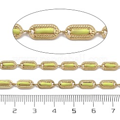 304ステンレススチールリンクチェーン  イオンプレーティング（ip）  エナメルスタイル  18KGP本金メッキ  溶接されていない  オーバル  スプールで  きいろ  9x4.5x1.5mm  約32.81フィート（10m）/ロール&nbsp;CHS-P021-06G-01